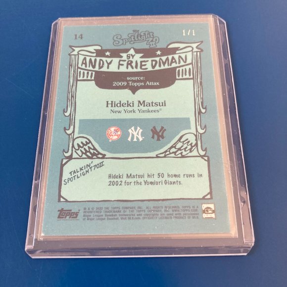 Topps Spotlight, Hideki Matsui Art Card by Andy Friedman, One of a Kind 1/1, #14 - Picture 2 of 2